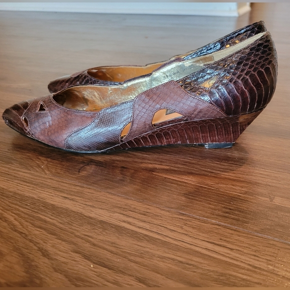 Vintage J. Renee Shoes Heels Size 9.5 Crocodile Pattern Leather - Picture 3 of 7
